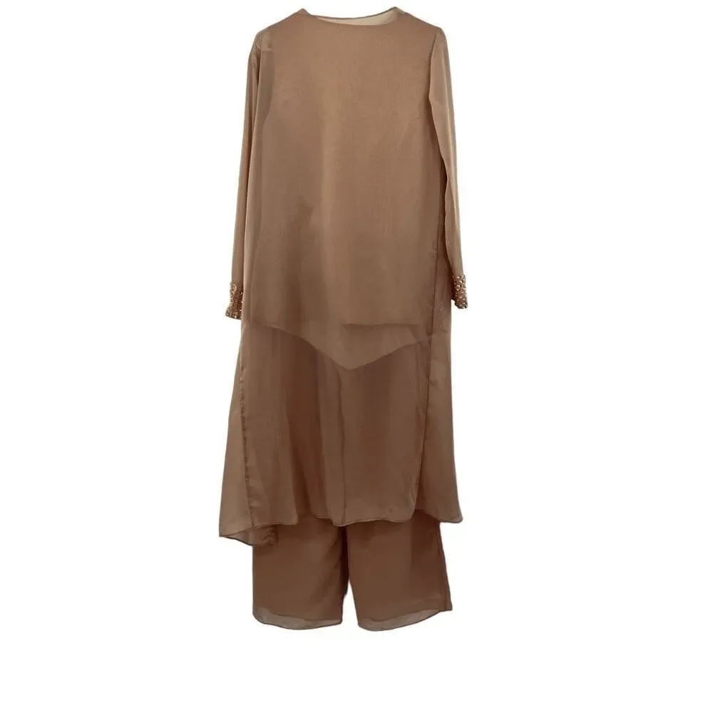 Vintage silky pants set with sheer cover / jacket